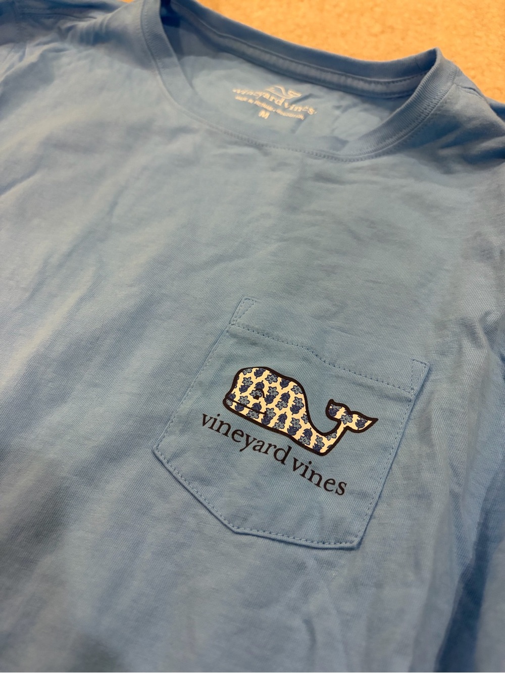 Vineyard Vines Light Blue Pocket Tee with Whale Logo